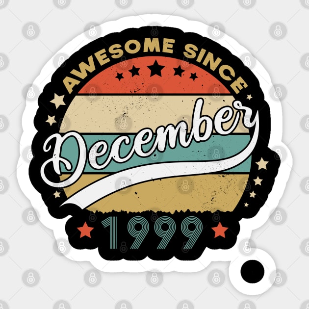 Awesome Since December 1999 Birthday Retro Sunset Vintage Sticker by SbeenShirts